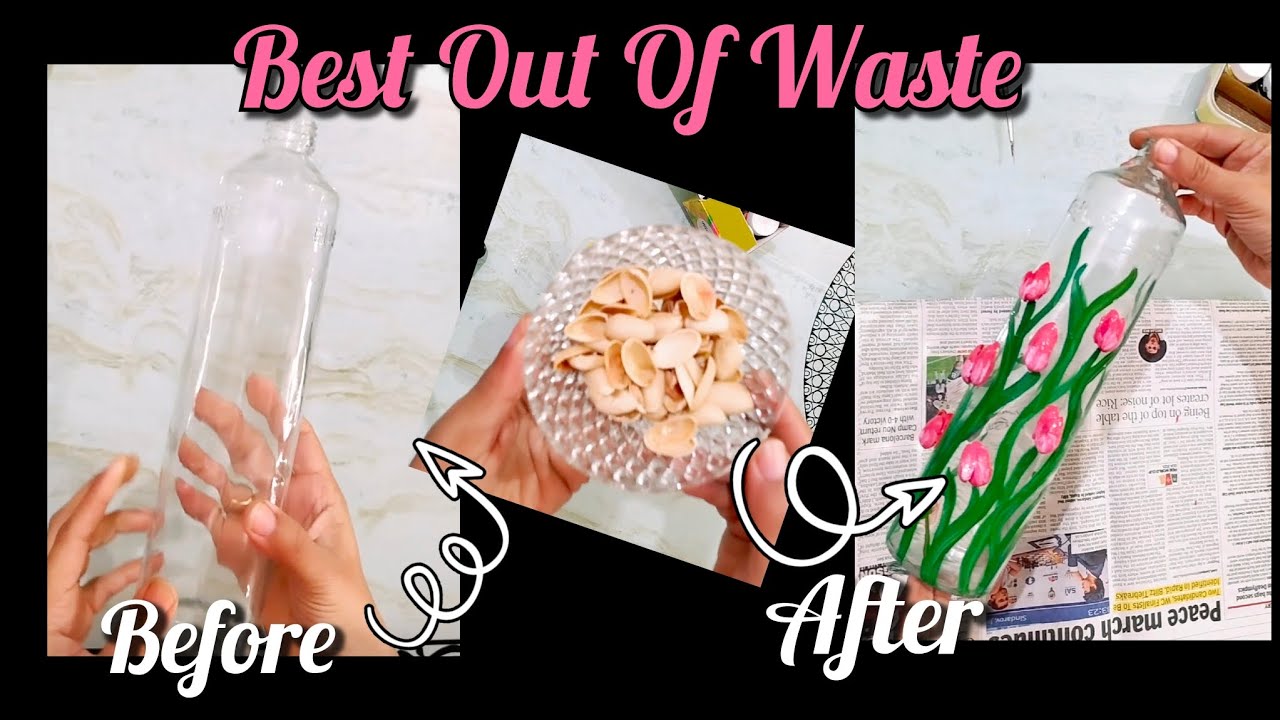 I Did An Amazing Job With An Old Glass Bottle and Pista shells | Reusing Old glass bottle 