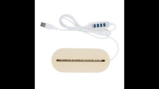 TDL-W3 Oval Solid Wood LED Lamp Base USB Powered Warm White Pure White Light screenshot 1