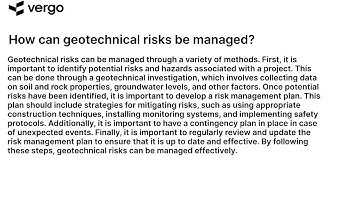 Managing Geotechnical Risks