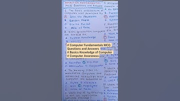 Computer Fundamentals MCQ Questions and Answers l Basics Knowledge of Computer l Computer Awareness
