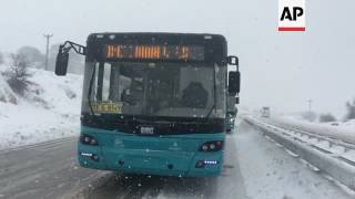 Vehicles stranded by heavy snowfall in Turkey