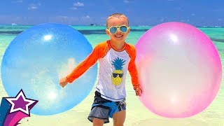 Amazing Time Playing at the Beach With Inflatable Wubble Bubble Ball Toys Compilation of Day 5