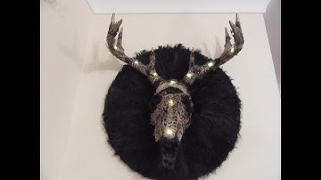 3D Printed LED Deer Skull Whitetail Pheasant Feathers