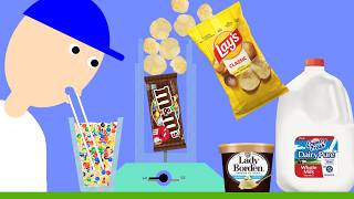 【Algodoo】Trying Lay's and M&M's Shake!｜ポテトチップスとM＆M'sのシェイクを作って飲んでみた
