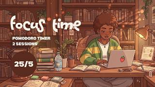 1hr Pomodoro timer| 25/5 - Study and Work Timer| Lofi | No vocals | Study with Mimi