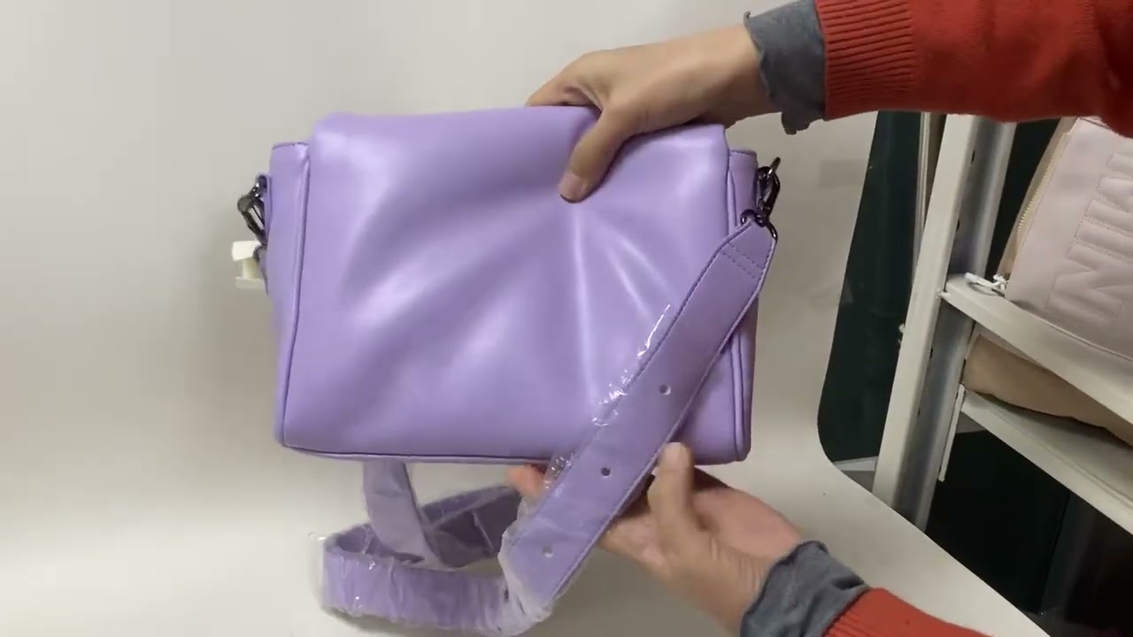 綺麗なパープルPUレザーオリジナルバッグ工場 - YouTube