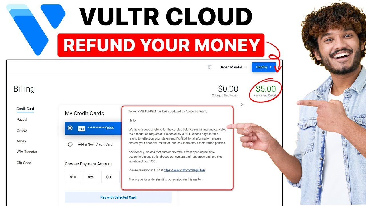 Vultr Cloud $5 Refund Full Process | How to Cancel Vultr Account & Get  Complete Refund - YouTube