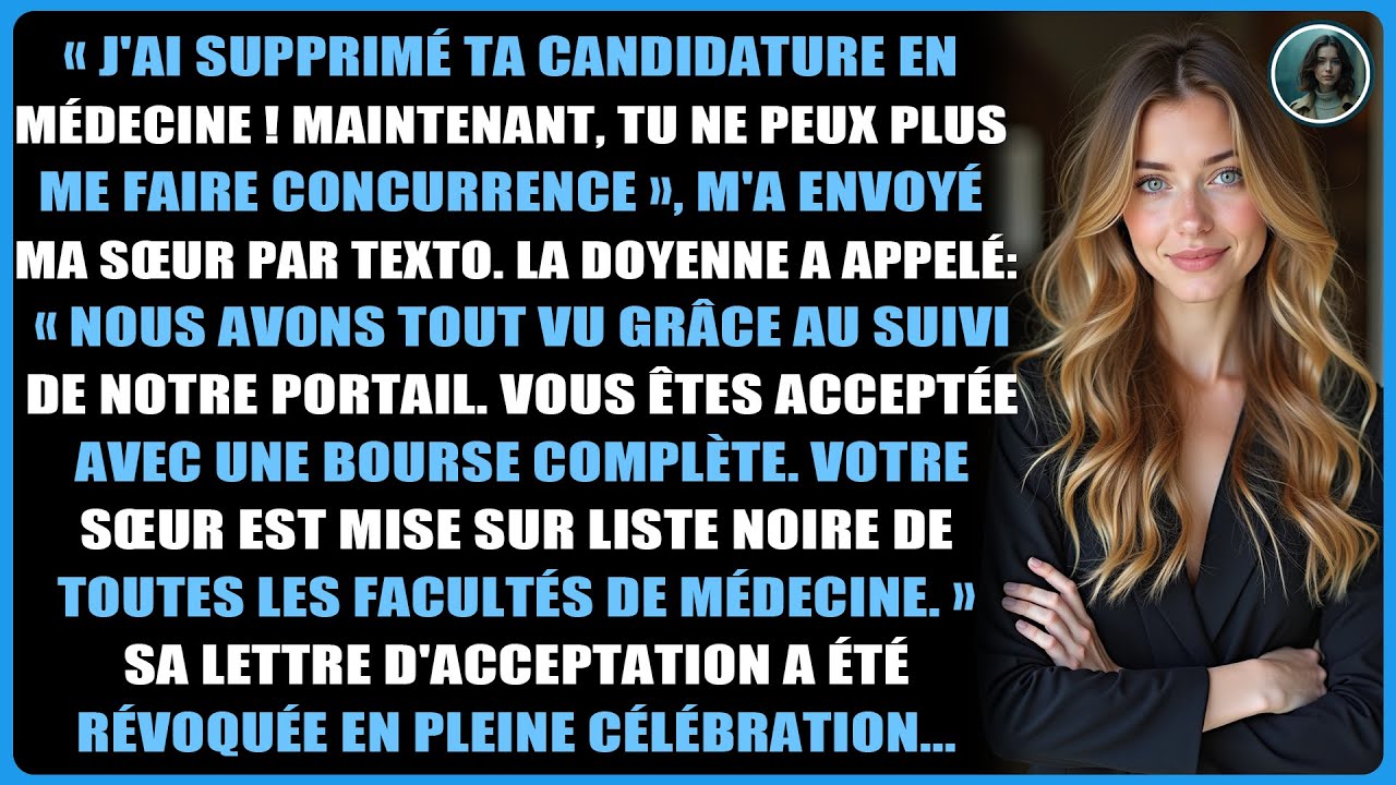 « J'ai supprimé ta candidature en médecine ! Maintenant, tu ne peux plus me faire concurrence »