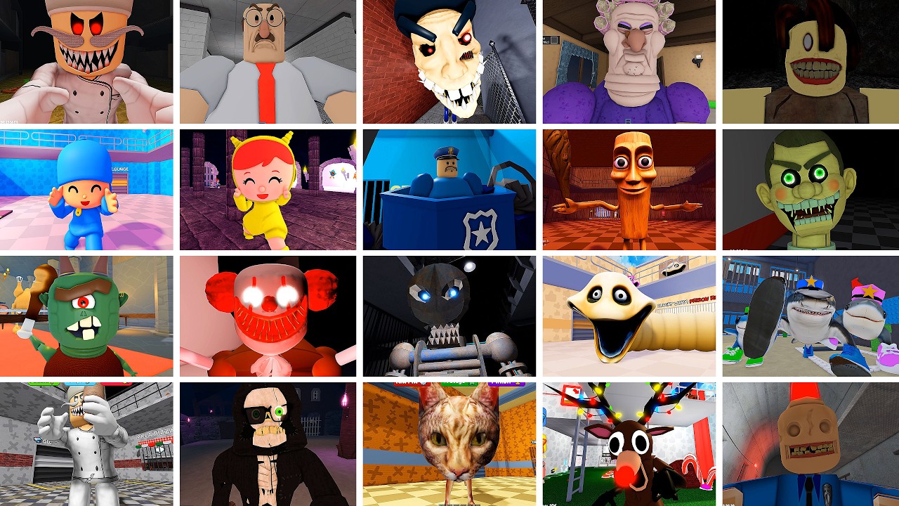 Papa Pizza's,GREAT SCHOOLM,CRAZY'S CARNIVAL!,SIR SCARY'S MANSION,GRUMPY GRAN!, ROBLOX JUMPSCARES