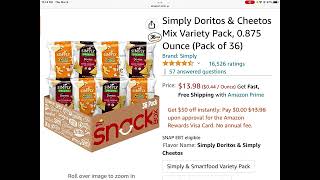 Chyyrp - Amazon Deal 3/9/23, Simply Doritos and Cheetos, Variety Pack, 0.8 oz, 36 Bags, $13.98