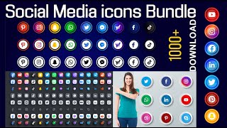 1000  social media icons, Logos, Png, Vector & svg Bundle ZIP File Free Download. icon Design