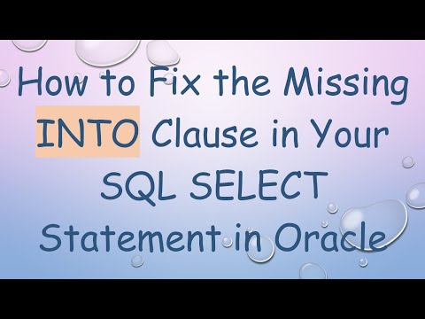 How to Fix the Missing INTO Clause in Your SQL SELECT Statement in Oracle