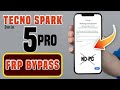 Tecno spark 5 pro frp bypass and hard reset remove password Google account remove without PC