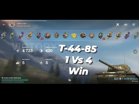 T-44-85 | 1 Vs 4 Win 🤯 4.7K DMG | WOTB | WOTBLITZ - YouTube