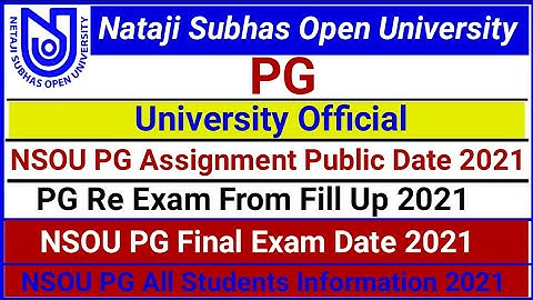 [ NSOU PG Assignment OffIcial Data 2021 ] PG Assignment OffIcial Update 2021 ||