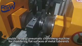 Double head 60 pneumatic chamfering machine for chamfering flat surfaces of metal tube ends