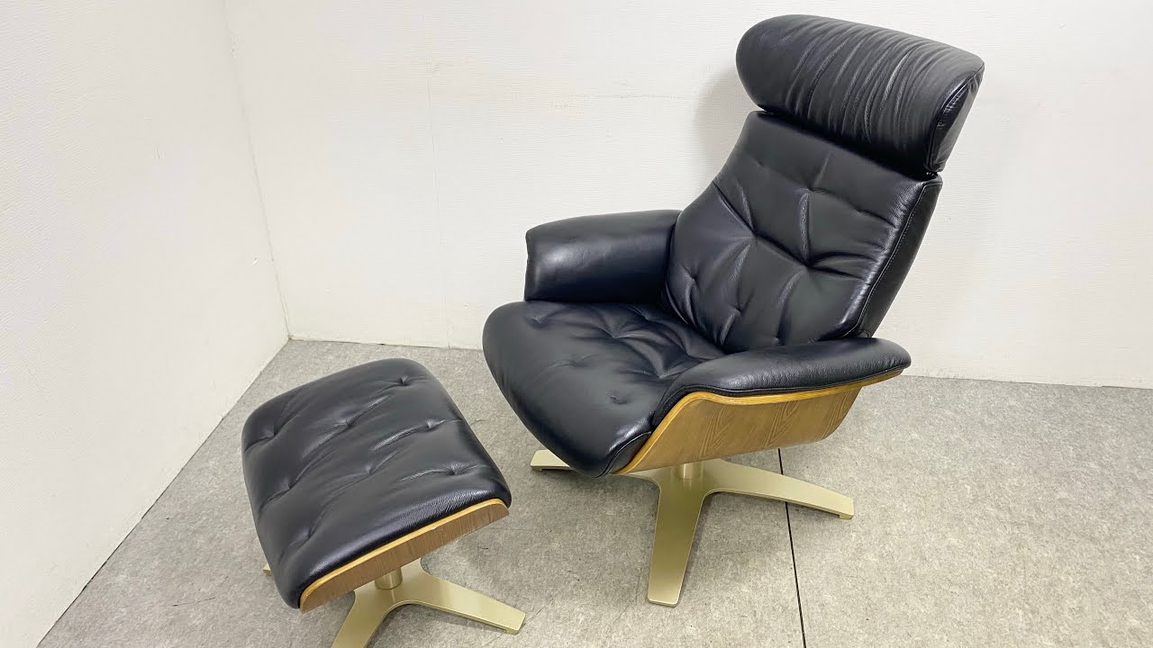 ○ NITORI ニトリ マーシャル パーソナルチェア オットマン付き 本革