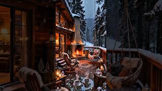 Cozy Fireplace Night ❄️ Snowfall Ambience &amp; Coffee ☕ Relaxing Winter Cabin Sleep Vibes #cozy #vibes
