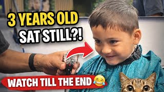 3 Year Old Sits Through FULL Haircut.. Wait Till The End 😂