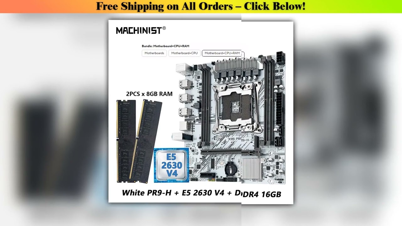 MACHINIST White X99 PR9-H Motherboard combo Intel Xeon E5 2630 V4 LGA 2011-3 CPU DDR4 16GB RAM