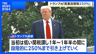 トランプ大統領「医薬品関税は250％に」1年から1年半の間に段階的に引き上げ｜TBS NEWS DIG