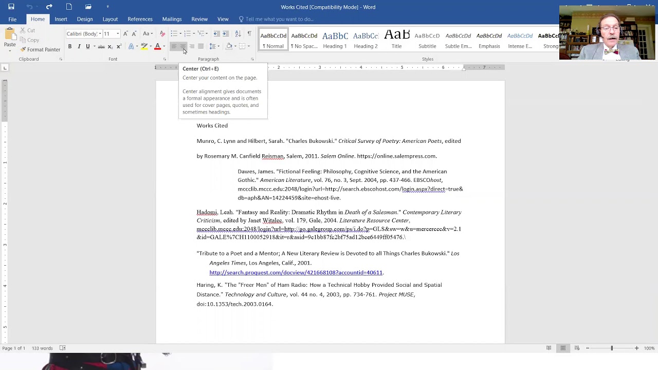 Formatting Works Cited Microsoft Word YouTube