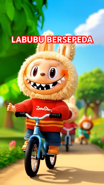 Labubu bersepeda dengan gembira #labubu #labubuviral #labubusong #zooustory