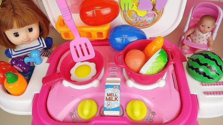 Baby doll Surprise eggs and Kitchen cooking toys baby Doli play