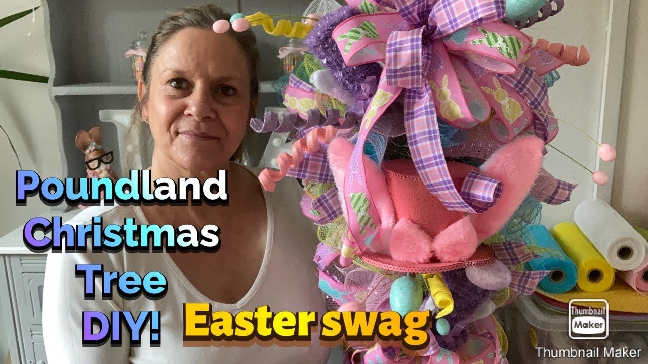 Easter Bunny Hat Swag / Poundland Christmas Tree DIY / Easter Decorations / Door Wreath / March