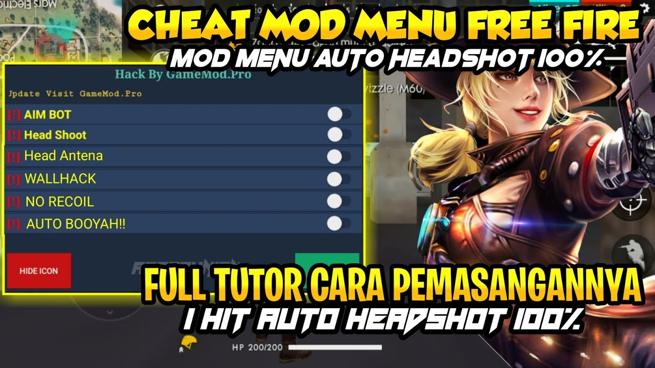 CARA CHEAT FREE FIRE NO ROOT V1.41 || AUTO HEADSHOT!!WALLHACK NO FC || MOD  MENU APK - 