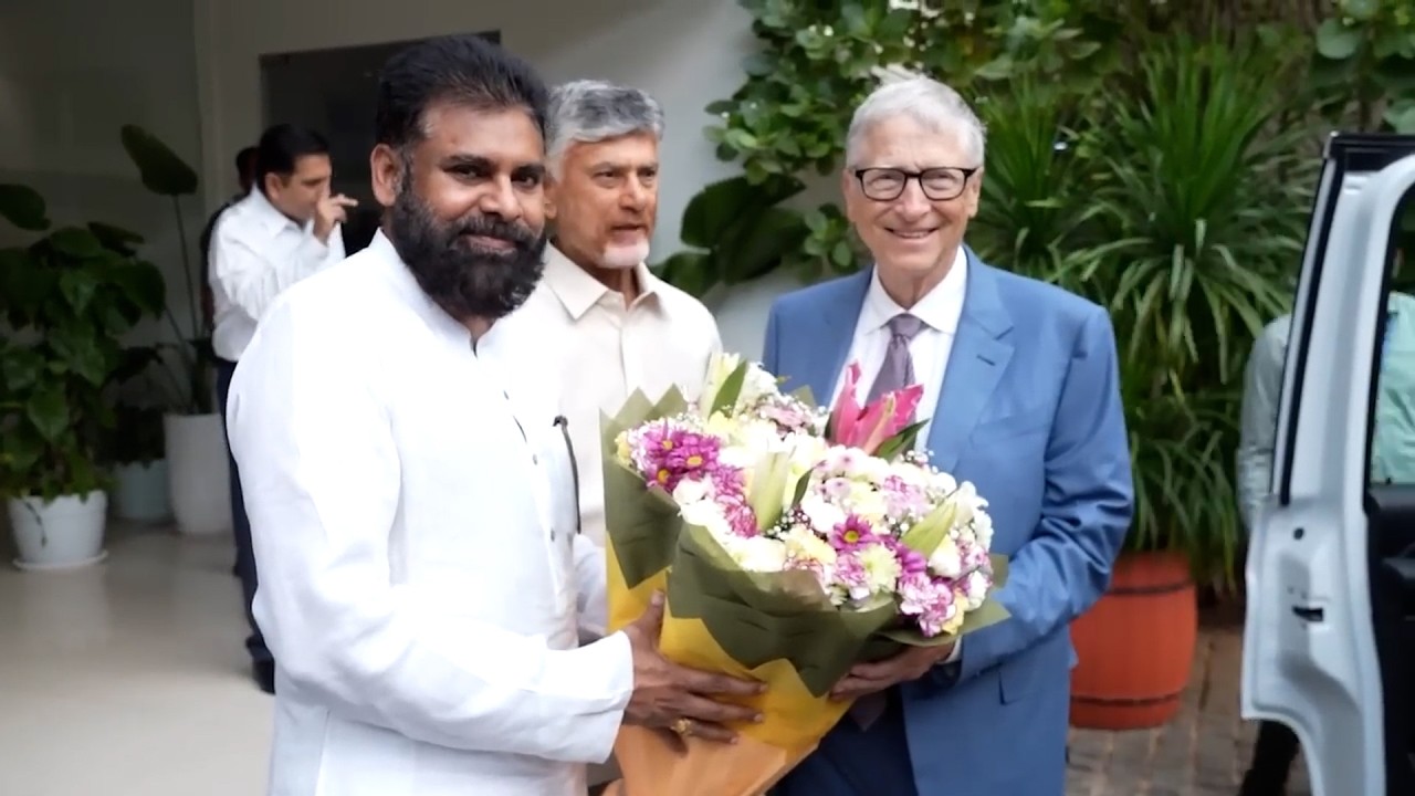 CM Chandrababu Naidu & Pawan Kalyan With Bill Gates Visuals | Bill Gates Visits Amaravati
