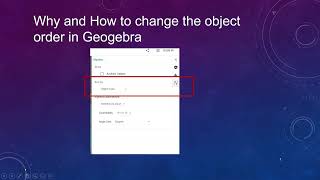 Information Geogebra How to change Object Order Guide