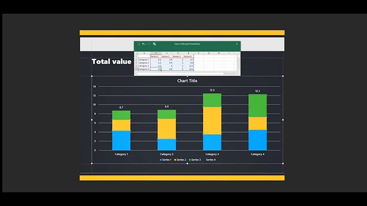 Charts in PowerPoint - Create total values in stacked column chart