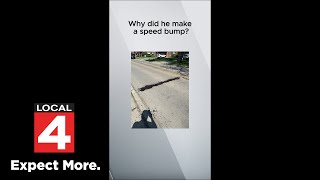 Man builds DIY speed bump to stop speeders