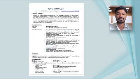 Video Resume | Saurabh Tambade | MBA in Finance & Business Analytics | Investment Banking Aspirant