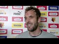 Troy Deeney & Manuel Almunia after Watford's dramatic play-off match against Leicester