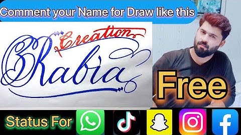 Rabia Creation Name Signature Calligraphy Status | How to Cursive write with cut Marker #rabia