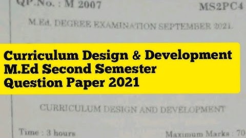 M.Ed II SEMESTER | CURRICULUM Question Paper | #TNTEU #mededucation