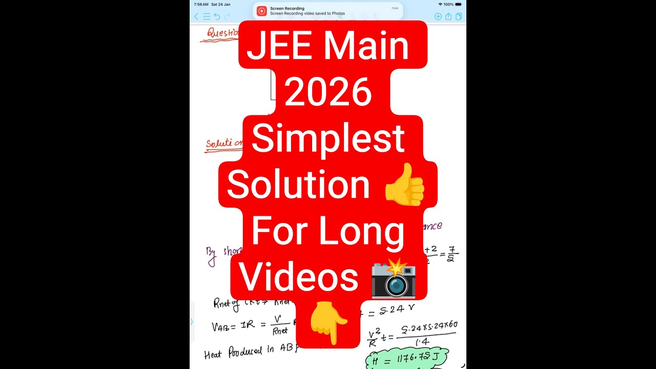 Find heat produced in external circuit AB in one minutes | JEE Main 2026 | Jan 21 Shift 1