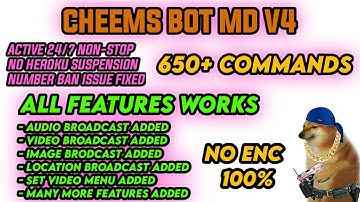 😱Latest Multi Device WhatsApp Bot | Sc Bot Wa Md No Enc 💯% | Cheems Bot MD V4 | Active 24/7 | Xeon