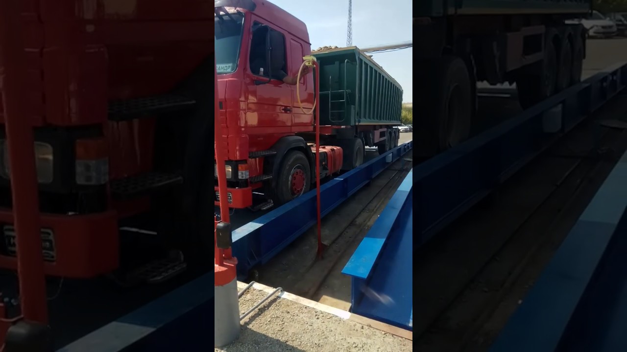 Взвешивание Scania c полуприцепом на автомобильных весах по полной ...