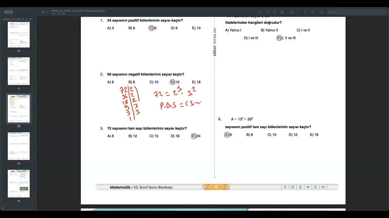 10.sınıf bölen sayısı