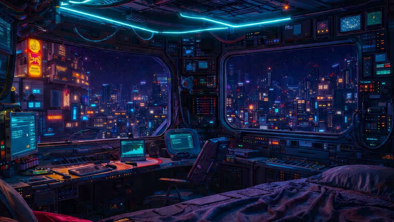 Chill Coding Music — Cyberpunk Night Room Ambience