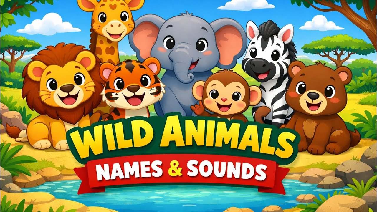 Wild Animals Name with Sound 🦁🐘 | Kids Learning Animal Sounds