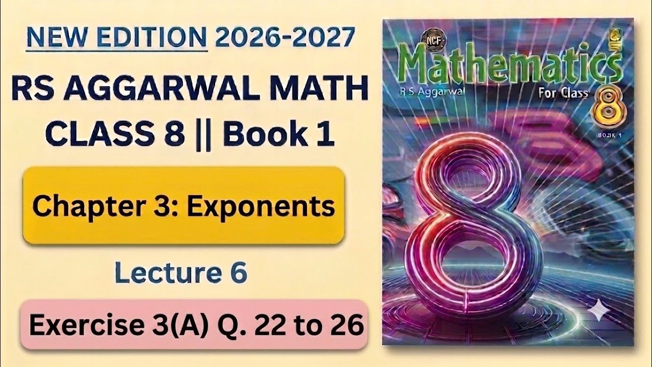 New RS Aggarwal math class 8th chapter 3 lecture 6 Exercise 3(A) Q. 22 ...