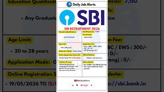 SBI Recruitment 2026 | New Vacancy 2026 | Daily Job Alerts #shorts