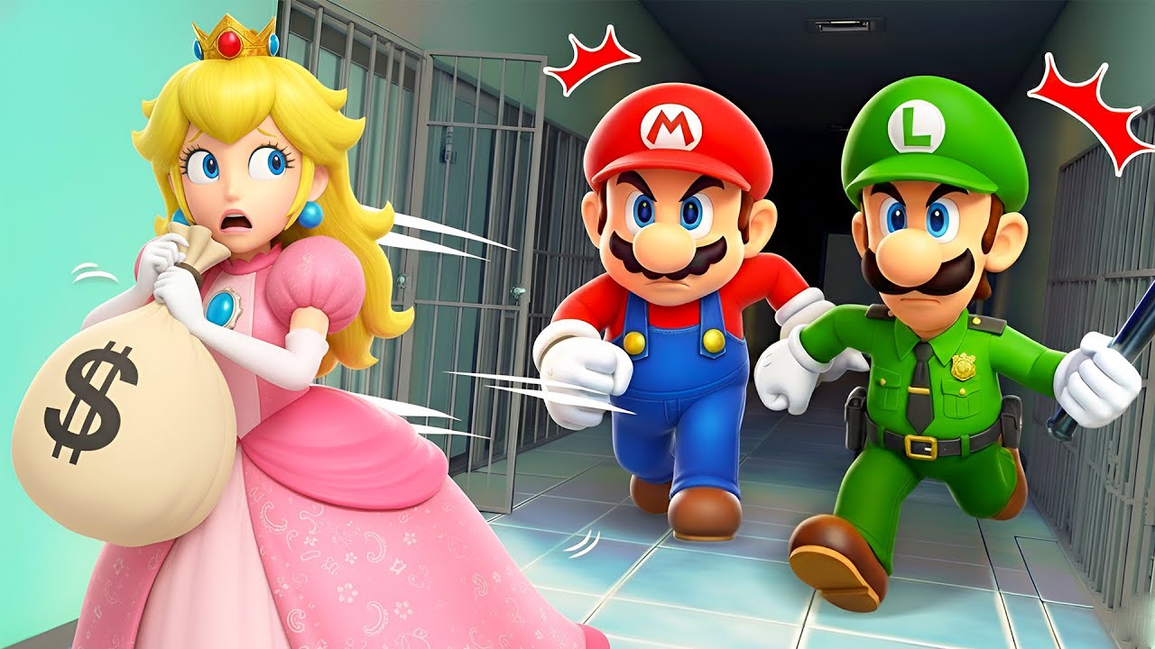 PEACH ESCAPE JAIL WITH MONEY?! Can Luigi Police CATCH her?! | The Super Mario Bros Animation