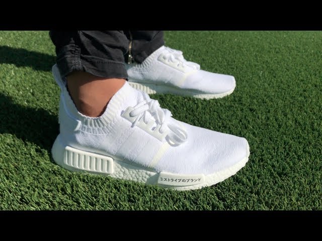 ADIDAS NMD R1 PK JAPAN "Triple White" On + Review - YouTube