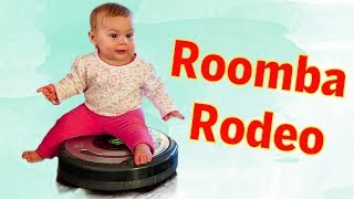 Cute Babies Riding Roomba Rodeo At The First Time || Best Babies Video Compilation