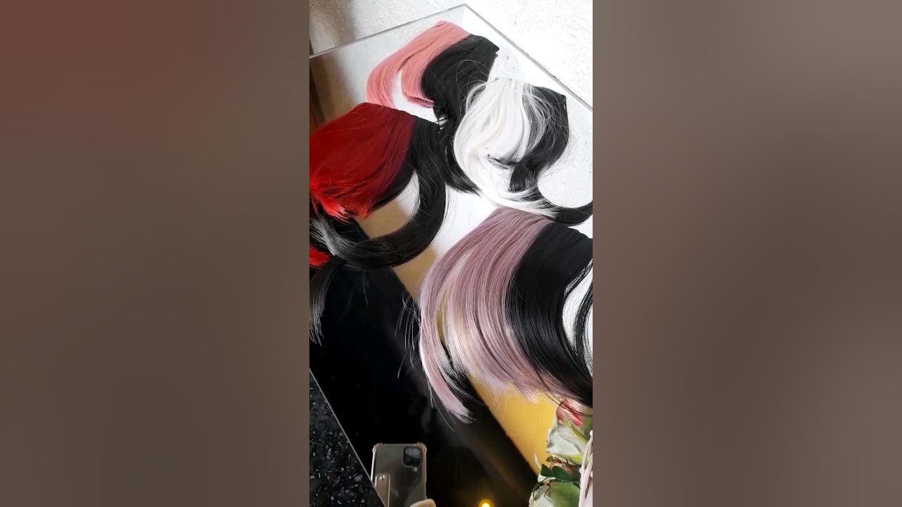 Накладная чёлка на заколках двух цветная - YouTube